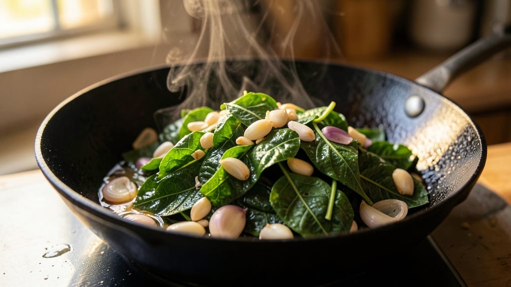 Sautéed Cherry Leaves as a Green Side